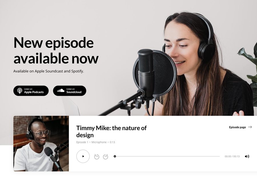 Resonator - podcast site with an audio player